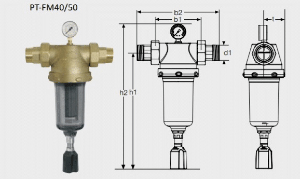 Dimensions filtre à eau potable sans cartouche AquaPartner