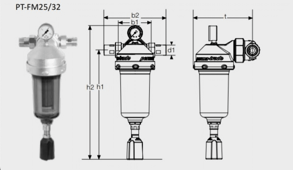 Dimensions filtre à eau potable sans cartouche AquaPartner